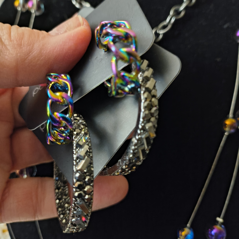 7 PC Paparazzi Oil Spill Heart Necklace Set NWT - Picture 7 of 16